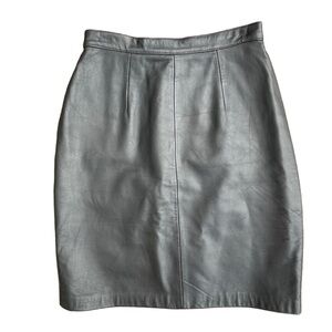 Morgan Taylor Vintage Black Genuine Leather High Waist Minimalist Pencil Skirt 6